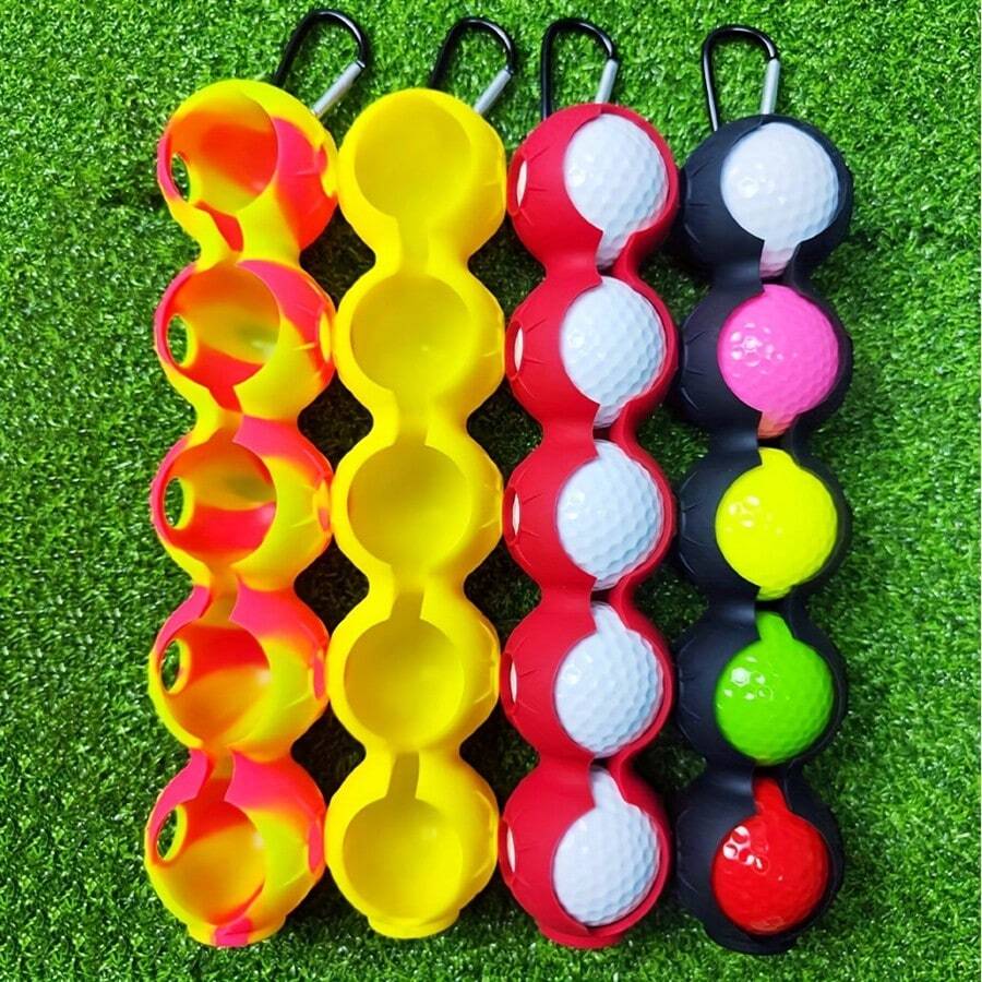 1 husă din silicon pentru suport de minge de golf nouă, conține 5 mingi, geantă portabilă pentru mingi de golf