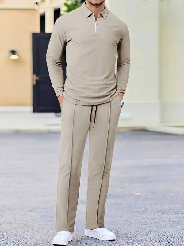 Spring And Autumn Men's New Slim Fit Long Sleeved Pants Set Fashion Sports And Leisure Set