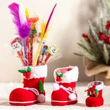 1pc Christmas Stocking Pen Holder, Creative Pen Holder, Small Boot Ornament, Christmas Tree Shoe Ornament, Decorative Item, Scene Arrangement, Holiday Celebration, Ideal For Christmas Decoration