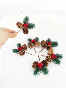 Red Berry Stem Pine Tree Branches,Artificial Pine Cone & Berry Swags,Mini Artificial Pinecone Picking Flowers DIY Wreath,Plastic Christmas Tree Branches For Crafts, Fireplace, Bar, Party, Holiday Decorations Wedding Party Supplies Kitchen Restaurant Table Centerpieces, Valentine Day, Gift Home Decor Christmas Decorations Room Decor Winter