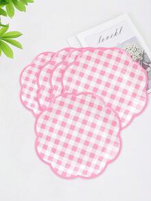 10 Stücke/20 Stücke/50 Stücke hellrosa Gingham Teller 9 Zoll gezackt kariert Camping Dessert Dinner Party Teller rosa und weiß kariert Gingham Party Zubehör für Prinzessin Baby Shower Geschlechtsoffenbarung Hochzeit Geburtstag Weihnachtsdekoration
