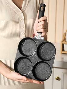 1个方形不粘煎锅，4孔煎锅，现代简约多功能不粘煎蛋锅，铁板煎锅，早餐煎蛋器，不粘烤盘，迷你锅，礼品锅，适用于煎蛋、煎饼和汉堡，理想的早餐煎锅 - 彩色 - 查看 2