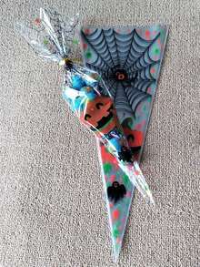 10pcs Halloween Pumpkin Pattern Mixed Gift Bags, Candy, Chocolate, Cookie Packaging Bags, Baking Food Bags