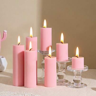 1 Piece, 1.96 Inches In Diameter, 1.96-7.87 Inches In Length, Peach Pink Cylindrical Aromatherapy Candle, Decorative Candle Set, Candle Centerpiece, Bestie Gift, Women's Gift, Winter Gift, Home Decoration Candle