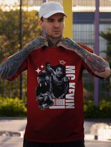 Camiseta Unissex Personalizada Mc Kevin Masculina Feminina 100% Algodão Malha 30.1 Linha Premium - Marrom - Visão 1
