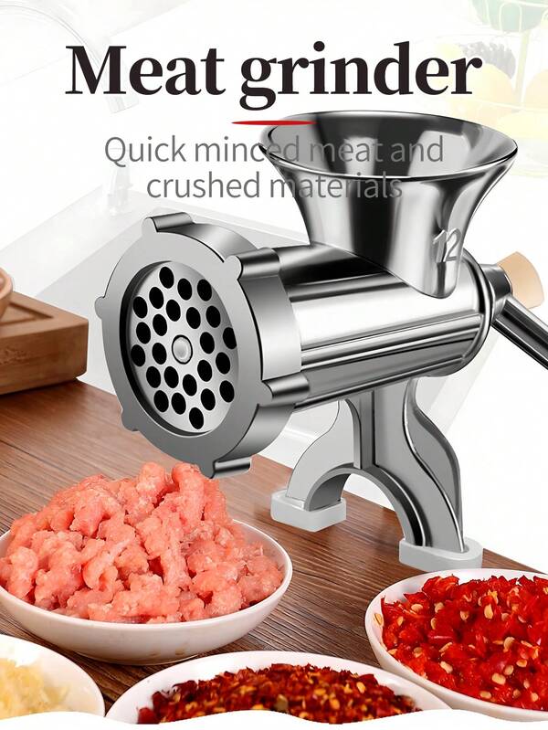 1pc Meat Grinder Manual Mincer - Manual Meat Grinder Sausage Maker Table Mount Pork Mincer Sausage Stuffer Funnel Make Homemade Burger Patties Hand Operated Kitchen Tool
