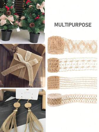 4 pezzi di corda di iuta naturale intrecciata, accessori decorativi fatti a mano con un tocco retrò e artistico. Queste quattro trame intrecciate creano un aspetto naturale e texturizzato, sia rustico che delicato. Sono perfetti per legare mazzi di fiori, realizzare dreamcatcher, decorare regali, riutilizzare vecchi oggetti, corsi di artigianato, esposizioni in negozio e decorazioni per matrimoni.