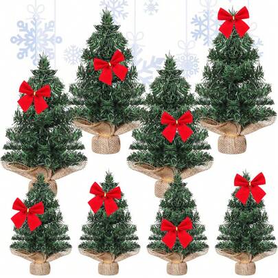 Mini Christmas Tree, Artificial Mini Pine Tree Christmas Tree, Handicrafts With Snow And Christmas Decorations, With Coarse Linen Bag Base, Small Artificial Christmas Tree, Suitable For Winter Desktop Centerpiece, Christmas Gift, Wedding Decorations Room Decor Christmas Decorations Home Christmas Gifts Christmas Decor