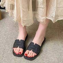 Damen neue quadratische Zehenslippers - modisch & vielseitig - bequeme Innensohle - Damen Slippers, geeignet für Gehen, Sommerurlaub, Lässig-Anlässe, Damen Flachslippers, einfaches Design, Riemen Flache Römische Strandsandalen