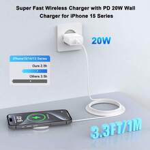 15W磁吸无线充电线，兼容 17/16/15/14/13/12及其他智能手机，磁吸式USB-C PD充电站 - 白色 - 查看 5