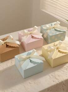 10pcs Multi-Color Bowknot Small Square Boxes, Solid Color Creative Wavy Edge Minimalist Square Folding Gift Boxes, Compact And Exquisite, Suitable For Packaging Small Items Such As Earrings, Wax Melts, Handmade Soaps, Small Snacks, Wedding Favors, Party Gifts, Beauty Samples, Practical And Decorative For Weddings, Christmas Parties, Birthday Parties, And Daily Gifting