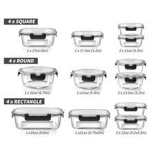 SIDIANBAN 12-Pack Glass Storage Containers With Lids, Glass Meal Prep Containers Set, Airtight Lunch Containers With Lids, Microwave, Oven, Freezer And Dishwasher - 白色 - 查看 3