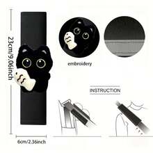 1 pieza Funda para el hombro del coche con decoración de gato negro y pez, se ajusta a la mayoría de los vehículos, diseño elegante y de moda, mejora la comodidad y la , accesorio interior del coche - Negro - Ver 5