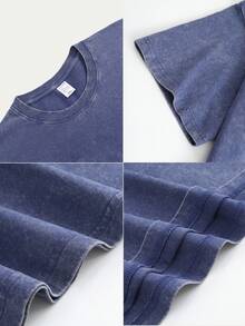 3 Pack Men's Vintage Washed Oversized Cotton T Shirts Loose Fit Short Sleeve Casual Streetwear Unisex Tops - 黑色+灰色+藍色 - 查看 3