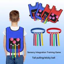 Family Fun Sticky Ball Game Set, Kids Grab Belt, Kindergarten Tug Tail Game Props, Sticky Vest, School Outdoor Sports Toys, Throwing Obstacle Interactive Game Props, Youth Outdoor Sports Sensory Training Sticky Vest Toy Ball - Multicolor - View 2