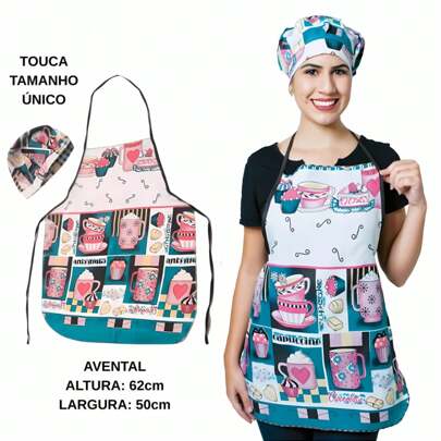 Jogo de Cozinha Cupcake Oxford 9 Peças – Enxoval Completo e Charmoso para Cozinha Capas Avental e Acessórios, Toalhas