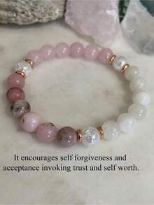1pc Bohemian Style Love Bracelet ,Moonstone Quartz Trust And Harmony Bracelet Meditation Jewelry Gifts Women - 多色 5 - 查看 6