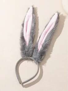 1pc Sexy Bunny Ear Headband, Cosplay Accessory For Halloween Party - Grey - View 1