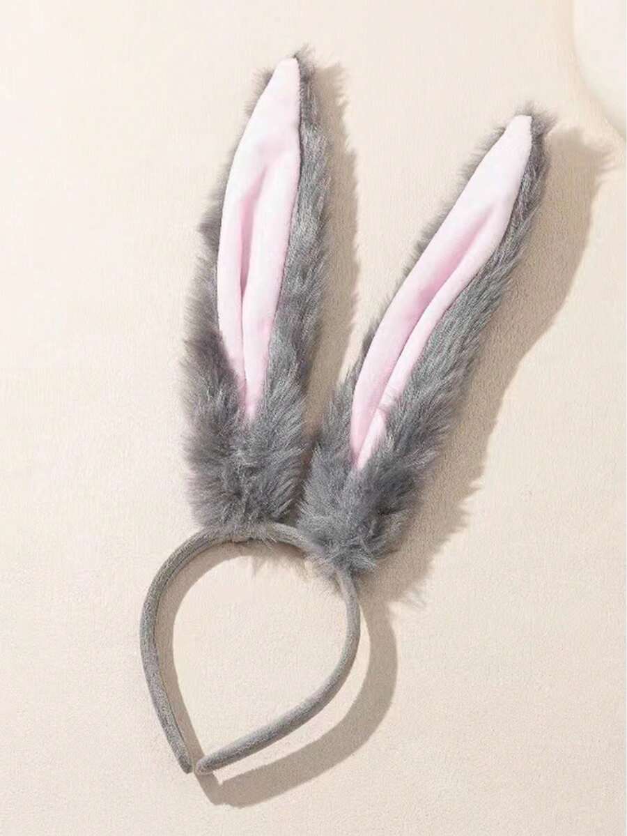 1pc Sexy Bunny Ear Headband, Cosplay Accessory For Halloween Party - Grey - View 1