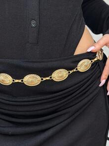 1 szt. Czeski owalny złoty łańcuszek na talię, modny damski dodatek do biżuterii, odpowiedni na Halloween, lato, jesień szkolną, jesienną sukienkę i strój dżinsowy