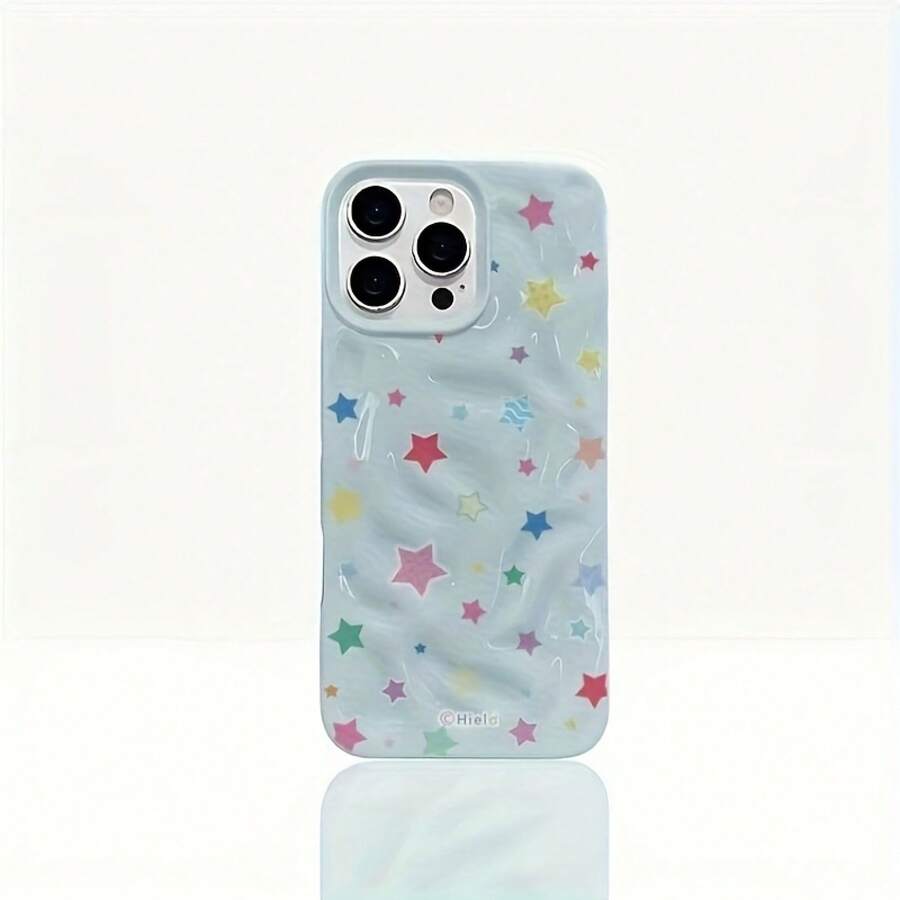 Funda colorida con diseño brillante de meteorito arrugado, resistente a golpes. Compatible con phone 16 Pro, 15, 14 Plus, 13, 12 y 11. Ideal para Año Nuevo, Pascua, Halloween, amigos y familia. - azul claro - Ver 1
