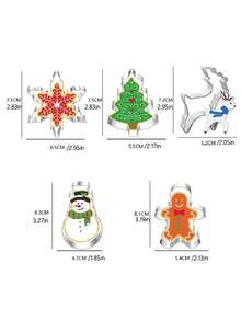 Conjunto de 5 cortadores de biscoitos de Natal, moldes para biscoitos de inverno, combinação de moldes para assar em Natal, confeitaria, biscoitos de fondant, boneco de gengibre, árvore de Natal, moldes para biscoitos de confeitaria para o Natal, decorações de Natal, pijamas de Natal, presentes de Natal, decoração de Natal - Prata - Ver 4