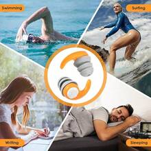 1 Par de tapones de oído reutilizables de silicona, que cancelan el ruido y son impermeables - Tapones suaves para dormir, estudiar, nadar, ducharse, trabajar, viajar, ir al gimnasio, oficina y accesorios para reducción de ruido