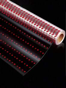 1卷透明包装纸，宽15.7英寸，长98英尺，厚2.3密耳，适用于礼品篮、花束包装和手工制作，红色波点图案 - 彩色 - 查看 4