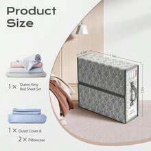 4 Pack Sheet Organizers And Storage With Clear Window And Label Foldable Bed Sheet Organizer For Linen Closet Fabric Bedding Storage Box For Duvet Covers Pillowcases Queen And King Size Greygift - 8 Pack - 查看 2