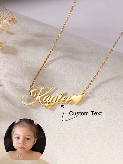 1pc Personalized Stainless Steel Name Necklace, Customized Elegant Gift, Back To School, Winter, Valentine's Day, Mother's Day Gift, Suitable For Daily Wear, Letter, Engraved, Neat, Colorful, Cute, Casual, Customized, Personalized, Unique, Ideal Gift For Him, Ideal Gift For Her,Back To School Fashion