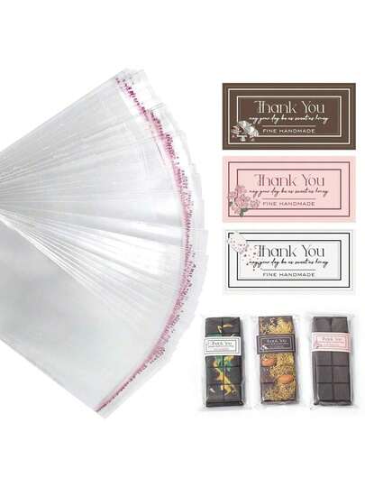 Chocolate Bar Wrappers, Candy Bar Wrappers, 100pcs Self Adhesive Wax Melt Bags Packaging With 100pcs Stickers