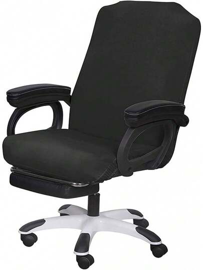 Office Chair Cover- Large, Black- Removable Computer Cover For With Zipper Universal Rotating Desk High Back Seat Washable Protector Pets