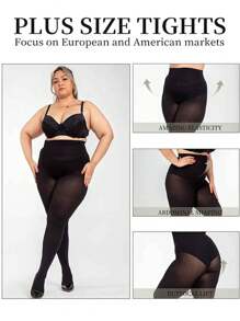 1 Pair Of Women's Plus-Size Leggings, 80D Opaque Solid Color Leggings, Soft Polyester Fiber Material, Hand Washable, Available In A Variety Of Colors, High-Waisted Tights, Suitable For Plus-Size Women.