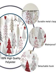 1/3/4 Pcs Christmas Tree Shower Curtain Set, Bathroom Decor Set Includes Waterproof Shower Curtain, Non-Slip Bath Mat, Toilet Seat Cover, Bath Rug And 12 Plastic Hooks, Bathroom Accessories, Home/Bar/Live Streaming Decor