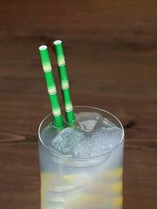 10-100pcs Bamboo Print Paper Straws - Durable & Stylish, Suitable For Cocktails, Juices, Milkshakes And Smoothies - Ideal For Wedding, Birthday And Party Decorations, Also Ice Drink Straws | Premium Party Supplies | Durable Paper Straws, Educational Supplies - Multicolor - View 2