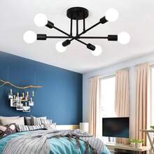 Lampu Plafon Bercabang Multi-Kepala Gaya Nordik untuk Ruang Tamu, Kamar Tidur, Ruang Makan, Penerangan Rumah, Gaya Amerika, Tidak Termasuk Bohlam Lampu - Hitam - View 3