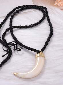 1 mặt dây chuyền sừng bò bằng nhựa độc đáo, phong cách Hip-Hop thường ngày, đa năng, dùng hàng ngày - Vòng cổ sừng động vật - Xem 4