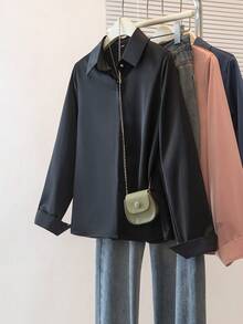 YUXIN A Must - Have For Women All Year Round! Satin Long - Sleeve Shirts In Multiple Colors, Exquisite Collar Hidden Stitching Details, Metal Buttons Show High - End Style, Suitable For Both Workplace And Leisure