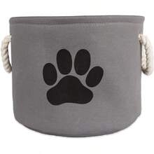 Bone Dry - Contenedor de almacenamiento de juguetes y accesorios para mascotas DII, cesta organizadora plegable para decoración del hogar, juguetes para mascotas, mantas, correas y comida, Paw Gris, rectangular Chico - Pata gris - Ver 12