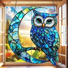 2D flacher Mond Eule Lichtfänger, 20 cm x 18 cm 2D Tiermotiv robuste Acryl Wanddekoration, geeignet für Auto, Wand, Garten, Veranda, Schlafzimmer, Büro, Außenterrasse, ideales Einweihungsgeschenk für Vogelliebhaber, Landhausstil Dekoration - Verschiedenfarbig - Übersicht 9