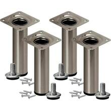 Stahlia Möbelfüße verstellbar (4er Set) Edelstahl Gebürstet 60cm Höhe belastbar bis 50kg Sofafüße Schrankfüße Möbelbeine höhenverstellbare Füße Metallbeine