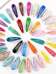 5个/40个装 Y2K风格糖果色2英寸随机混色发夹 | 可爱甜美少女风百搭侧夹，日常固定碎发，简约实用发饰套装，刘海夹，时尚百搭发夹，适合日常穿搭，爪夹，发爪，发夹，发卡，发饰，头饰，发卡 - 混色 - 查看 4