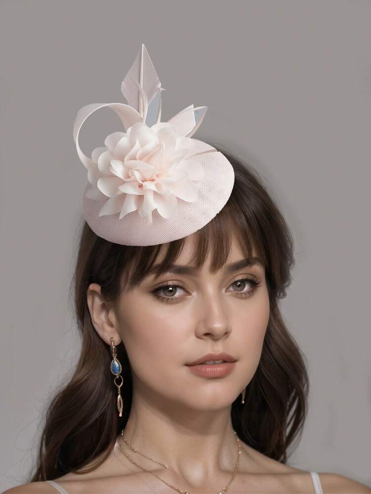 1pc Women's Flower Fascinator Hat Sinamay Tea Party Fascinator Derby Hat Wedding Fascinators Hats Pillbox Hat Feathers Headband With Hair Clip For Women Mini Hats Tiny Hats Mini Top Hat Mini Cap, School Stuff, Autumn, Rave, Halloween Accessories, Bride To Be - Multicolor - View 5