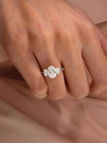 1pc S925 Sterling Silver 3-Zirconia Stone Ring, Women's Wedding/Engagement/Eternity Ring, Exquisite Jewelry Gift - Triple Oval Ring - View 7