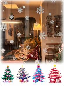 Christmas Decorations, Static Cling Christmas Tree, Snowman, Snowflake Glass Window Stickers For Mall Display Wall Stickers Room Decor Wall Sticker Wall Decor Home Decor Christmas Decorations Home