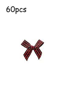 60 件迷你圣诞丝带蝴蝶结，白色、亚麻色和格子丝带蝴蝶结，冬季家居装饰，圣诞装饰，红色和黑色格子，农舍风格蝴蝶结装饰，派对用品，适用于冬季装饰、家居、墙壁和树木装饰，圣诞装饰 - 彩色 - 查看 13