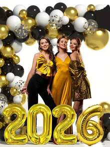 4 件/套 2026 数字铝箔气球套装，新年气球，适用于派对装饰、节日家居装饰、新年派对装饰、室内外装饰、家庭聚会、庆祝装饰、圣诞节 - 彩色 - 查看 2