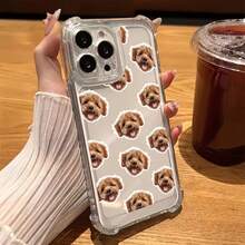 Un diseño de patrón de cabeza de perro lindo con una funda de teléfono transparente y minimalista de moda, que ofrece protección en las cuatro esquinas y función anti-caída, compatible con  17/17 Air/17 Pro/17 Pro Max/  16/16 Pro/16 Pro/Max/16 Plus/15/15 Pro Max/15 Pro/15 Plus/14/14 Pro/14 Plus/14 Pro Max/13/13 Pro/13 Pro Max/12/12 Pro/12 Pro Max/111111 Pro/11 Pro Max. Funda de teléfono Apple a prueba de golpes, mate, resistente a caídas, lente completamente envuelta, silicona, carcasa dura, soporte magnético, elegante y creativa. - Transparente 117-1-1 - Ver 2