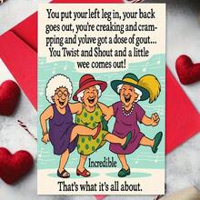 1 Piece Funny Senior Lady Birthday Card With Envelope - "You Put Your Left Leg In, Back Problems Will Come Out, You Kicked It, Got Arthritis" Funny Aging Greeting Card For Milestone Birthday Or Retirement Celebration, Includes Paper And Envelope, Funny Birthday Card