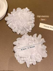 2pcs/Set Cute Hair Scrunchies For Little Girls, Hair Accessories Suitable For Performance And Daily Use - White - View 7